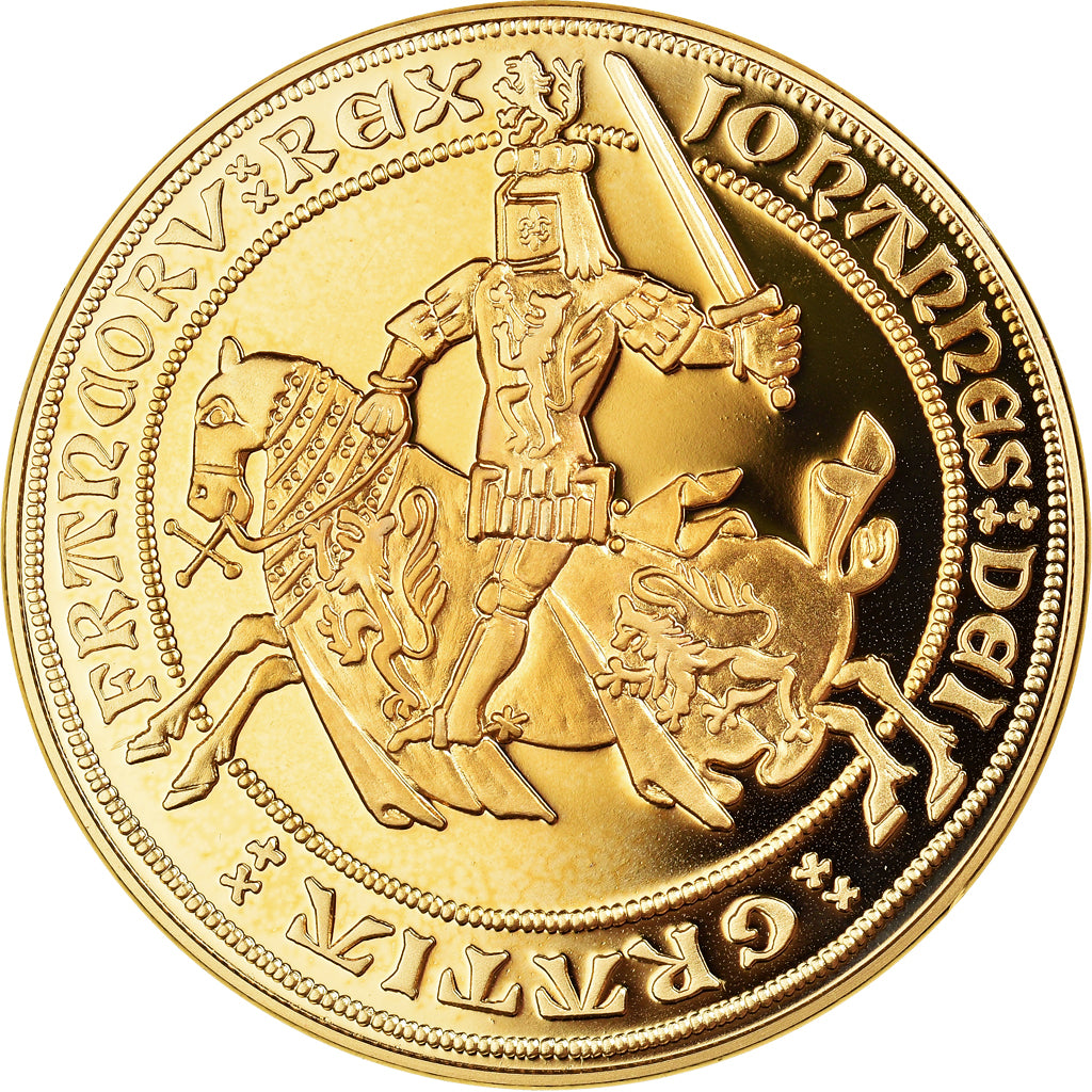 France, Médaille, Reproduction du Franc à Cheval, FDC, Copper Gilt