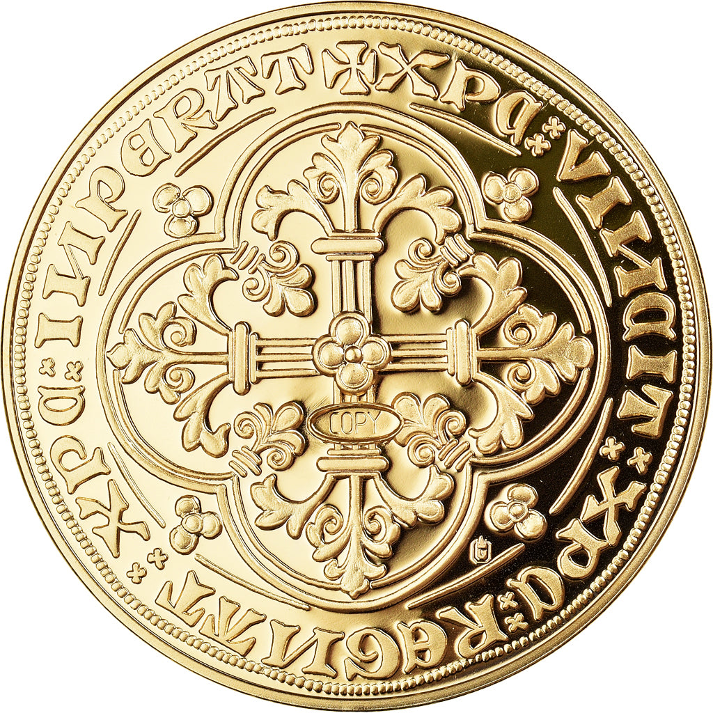 France, Médaille, Reproduction du Franc à Cheval, FDC, Copper Gilt