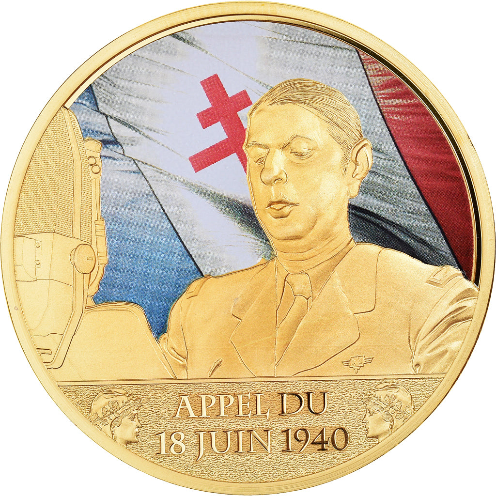 Francia, medalla, Charles De Gaulle, Appel du 18 juin 1940, FDC, Cobre - níquel