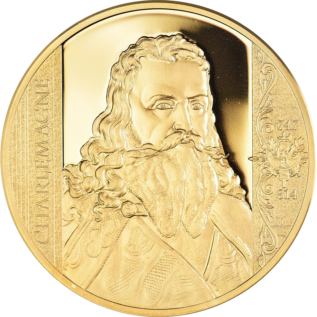 France, Médaille, Les plus Grands Français, Charlemagne, FDC, Copper Gilt