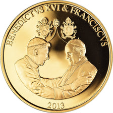 Vaticano, medaglia, Les Papes Benoit XVI et François, 2013, FDC, Rame dorato