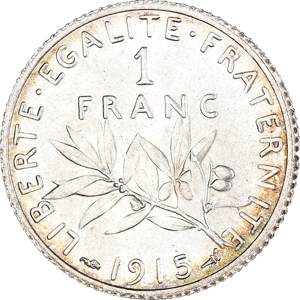 Coin, France, Semeuse, Franc, 1915, Paris, AU(55-58), Silver, KM:844.1