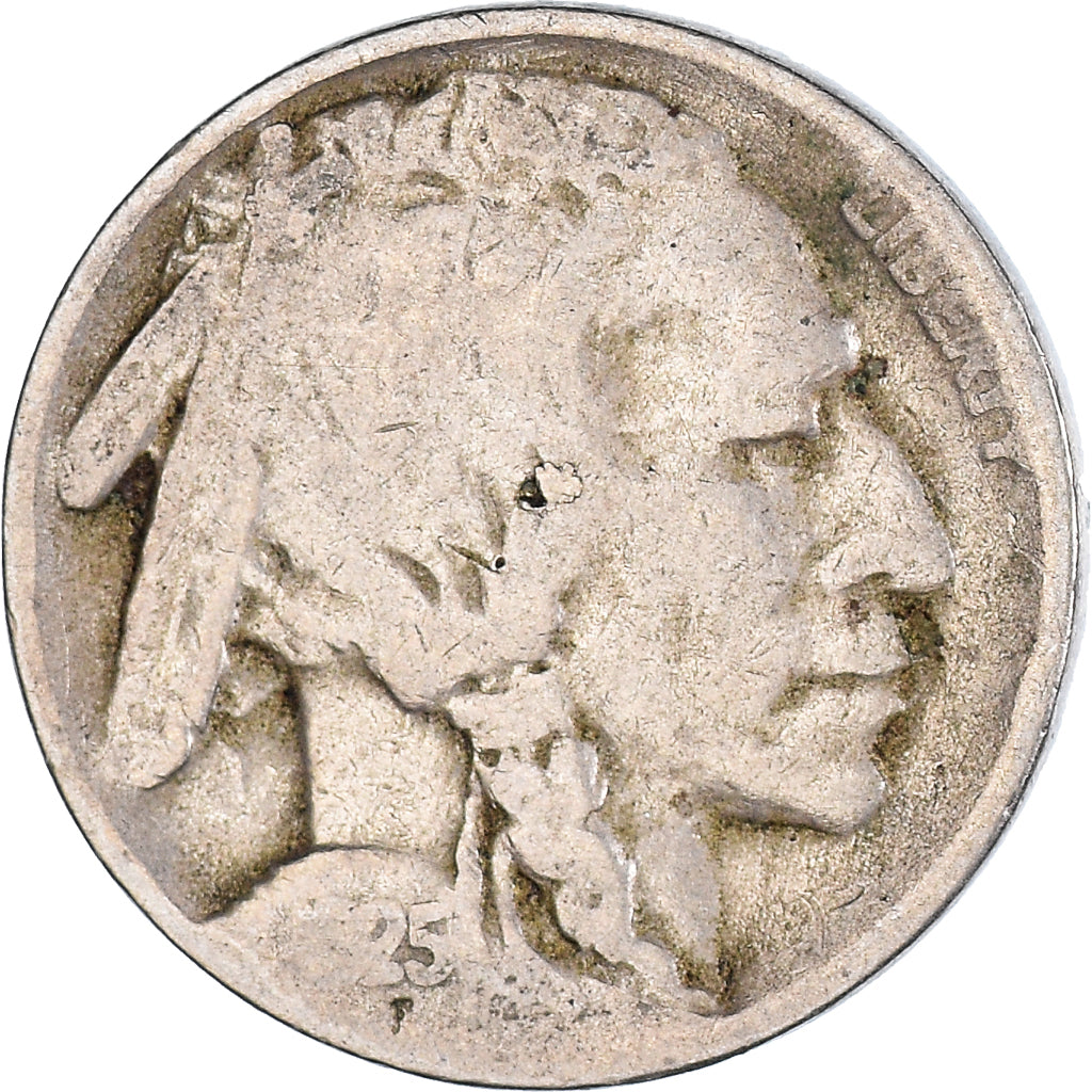 Coin, United States, Buffalo Nickel, 5 Cents, 1925, U.S. Mint, San Francisco