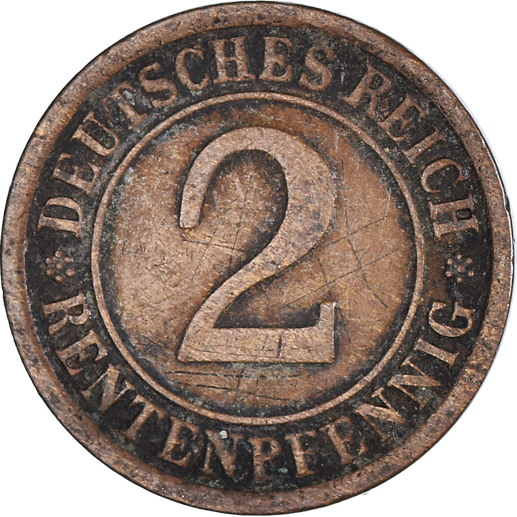 Moneda, ALEMANIA - REPÚBLICA DE WEIMAR, 2 Rentenpfennig, 1923, Berlin, BC+