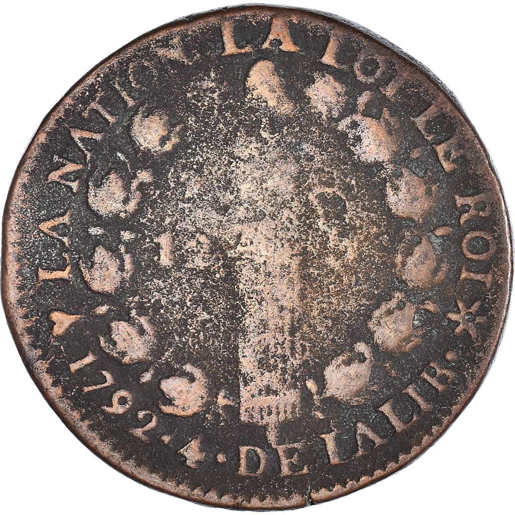 Coin, France, 12 deniers français, 12 Deniers, 1792, Strasbourg, F(12-15)