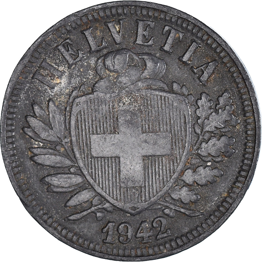 Coin, Switzerland, 2 Rappen, 1942, Bern, VF(20-25), Zinc, KM:4.2b