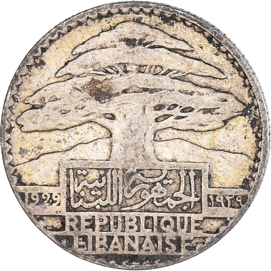 Coin, Lebanon, 10 Piastres, 1929, VF(30-35), Silver, KM:6, Lecompte:33