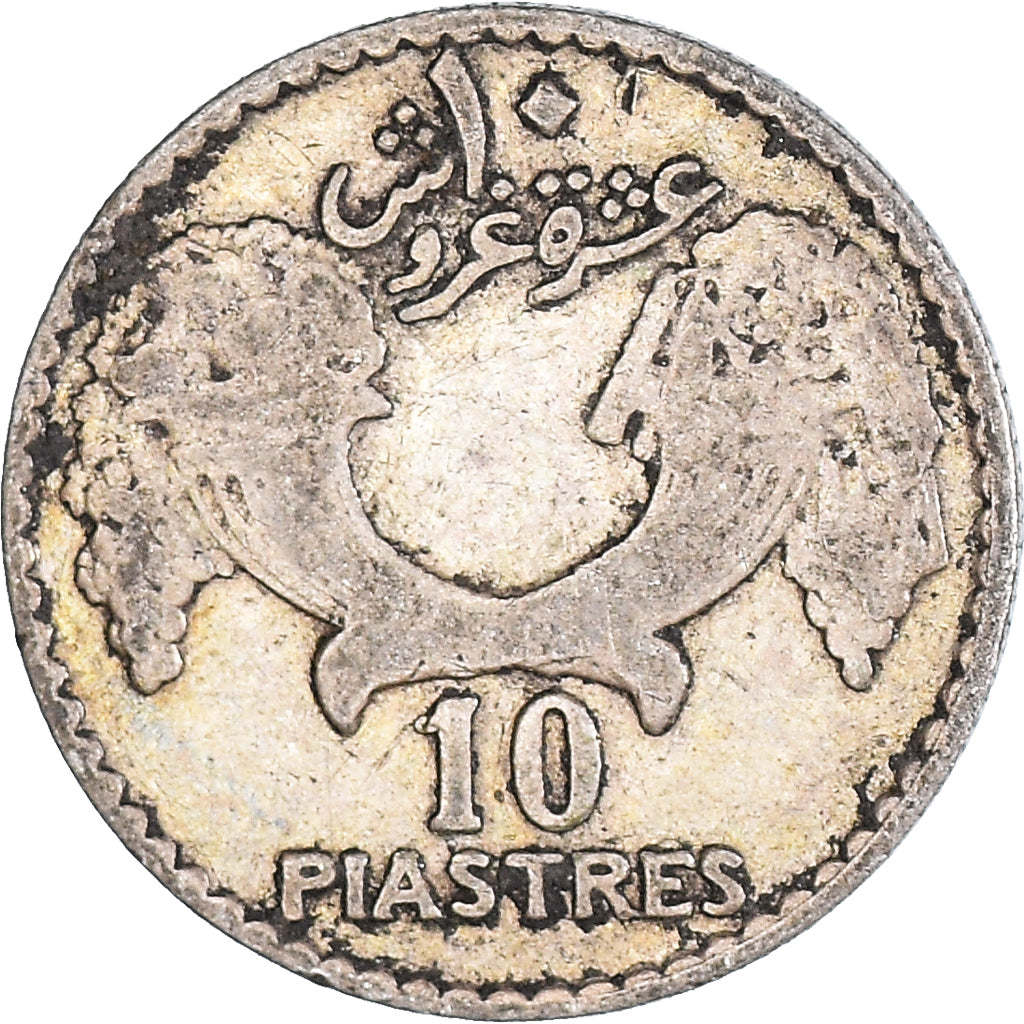 Coin, Lebanon, 10 Piastres, 1929, VF(30-35), Silver, KM:6, Lecompte:33
