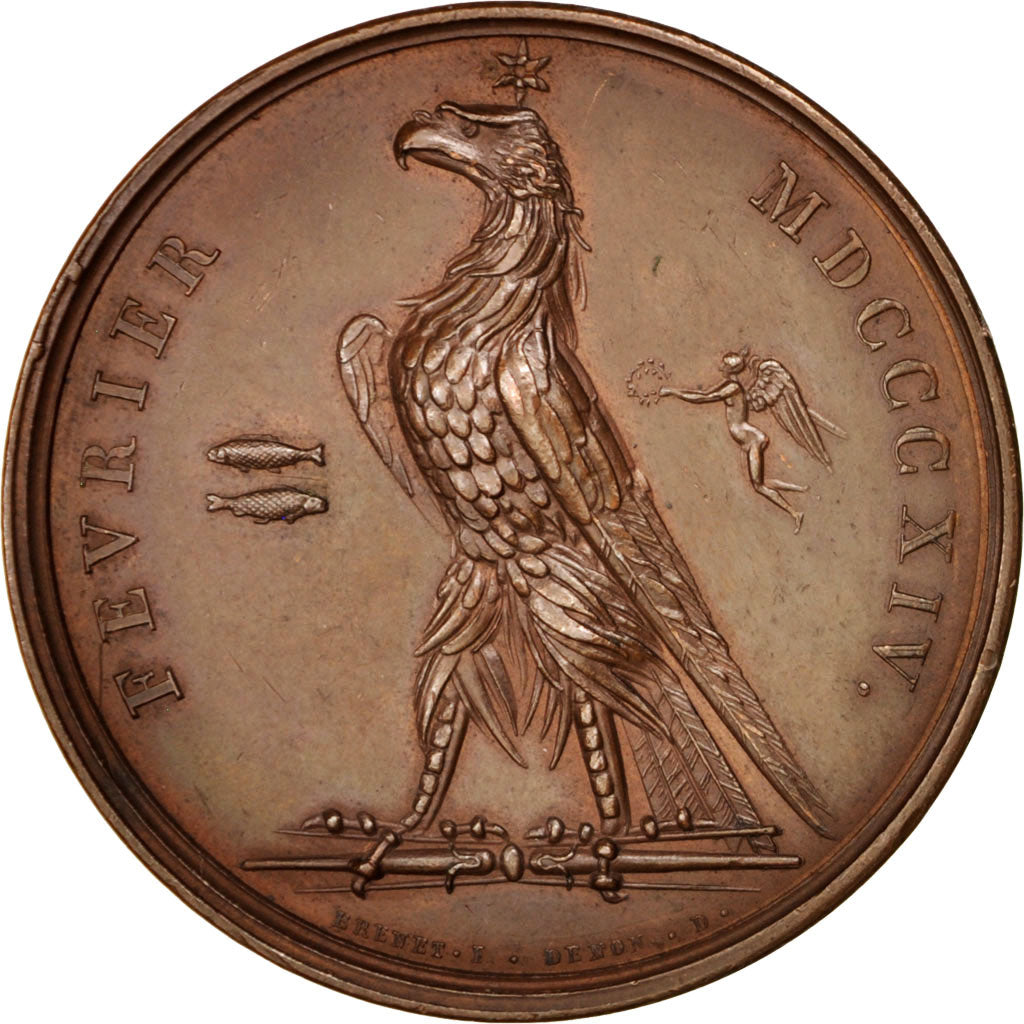 FRANCE, History, First French Empire, Medal, AU(55-58), Droz, Bronze, 5, 37.51
