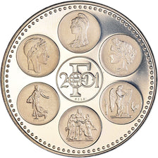 France, Medal, Coq, Fin du Cours Légal du Franc, Politics, 2001, MS(64)