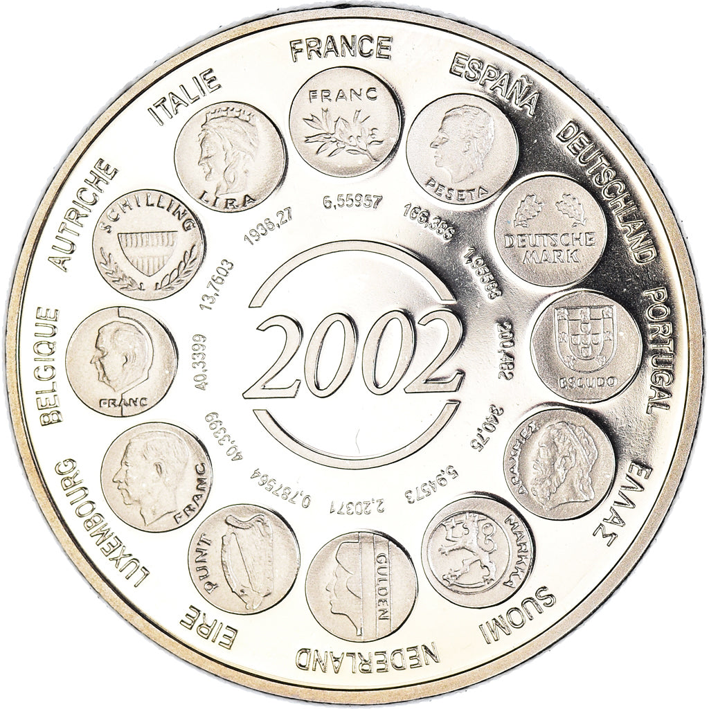 Francia, medaglia, Naissance de l'Euro Fiduciaire, 2002, FDC, Rame-nichel