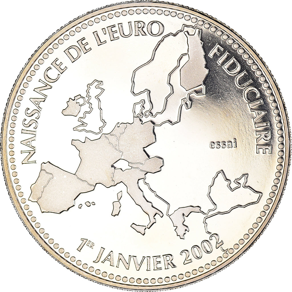 Francia, medaglia, Naissance de l'Euro Fiduciaire, 2002, FDC, Rame-nichel