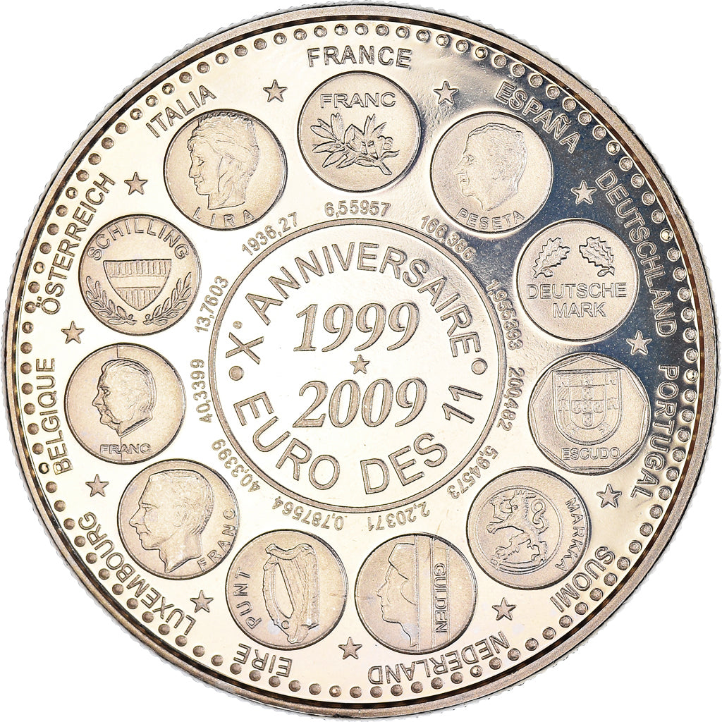 France, Médaille, L'Europe des XXVII, 10 Ans de l'Euro, Politics, 2009, FDC