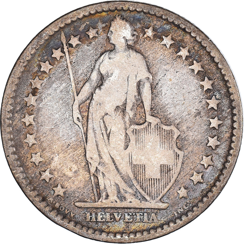Coin, Switzerland, 2 Francs, 1875, Bern, F(12-15), Silver, KM:21