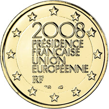 Francia, 2 Euro, European Union Presidency, 2008, Paris, gold-plated coin, EBC