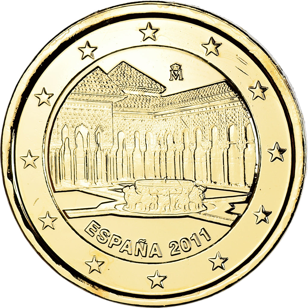 Spain, 2 Euro, UNESCO Heritage Site - Granada, 2011, Madrid, gold-plated coin
