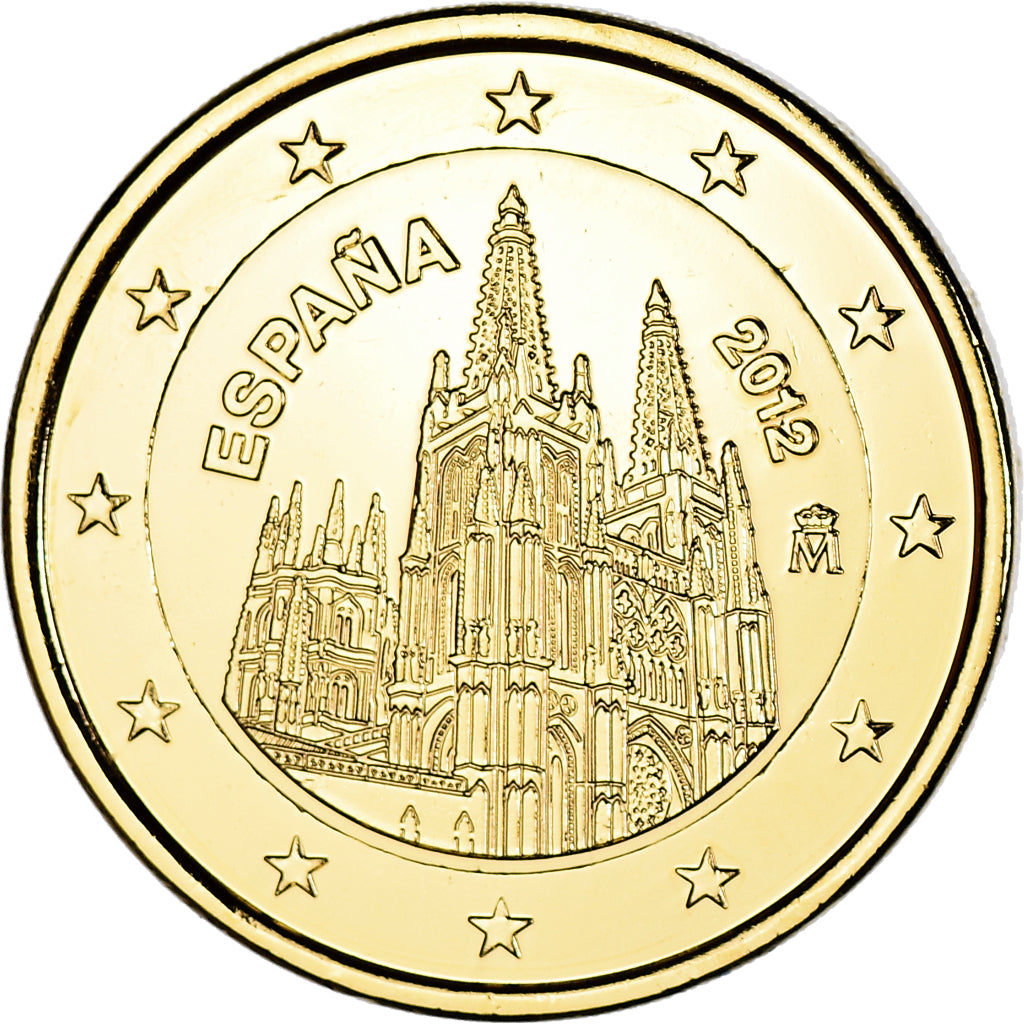 España, 2 Euro, burgos cathedral, 2012, Madrid, gold-plated coin, EBC+