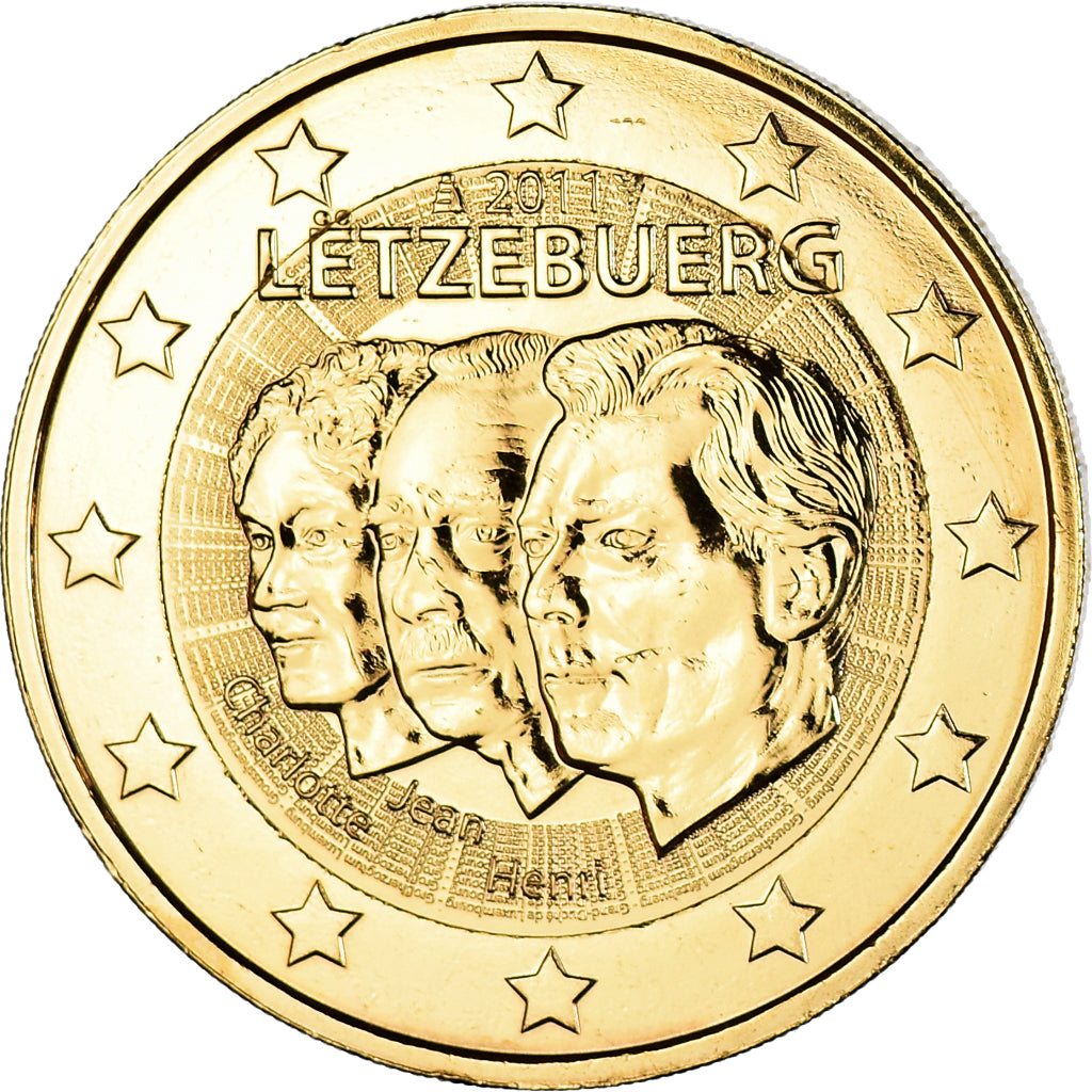Luxembourg, 2 Euro, Grand-Duché, 2011, gold-plated coin, AU(55-58), Bi-Metallic
