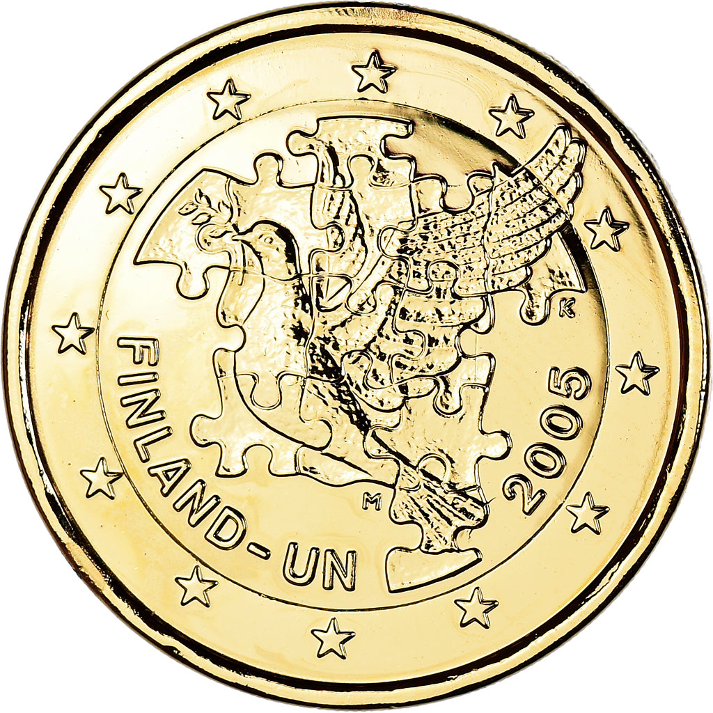 Finlândia, 2 Euro, Finland - Un, 2005, Vantaa, gold-plated coin, EF(40-45)