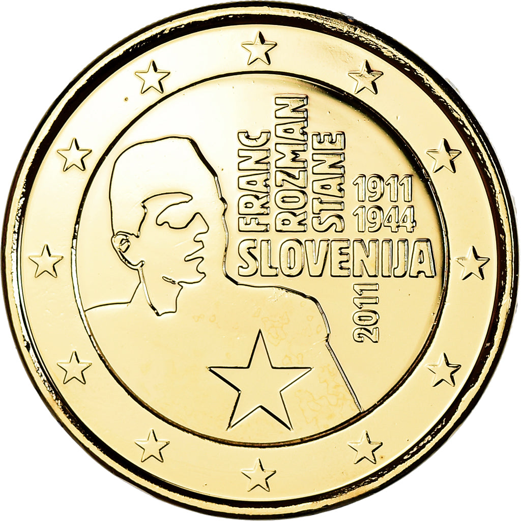 Slowenien, 2 Euro, Franc Rozman-Stane, 2011, Vantaa, gold-plated coin, VZ+