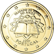 Portugal, 2 Euro, Traité de Rome 50 ans, 2007, gold-plated coin, SUP+