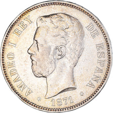 Coin, Spain, Amadeao I, 5 Pesetas, 1871, Madrid, VF(30-35), Silver, KM:666