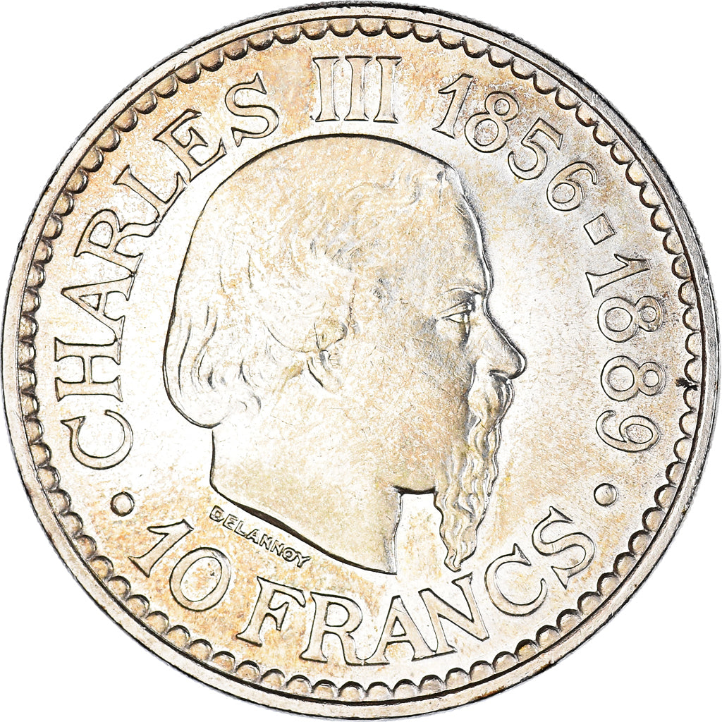 Coin, Monaco, Rainier III, 10 Francs, 1966, MS(60-62), Silver, KM:146