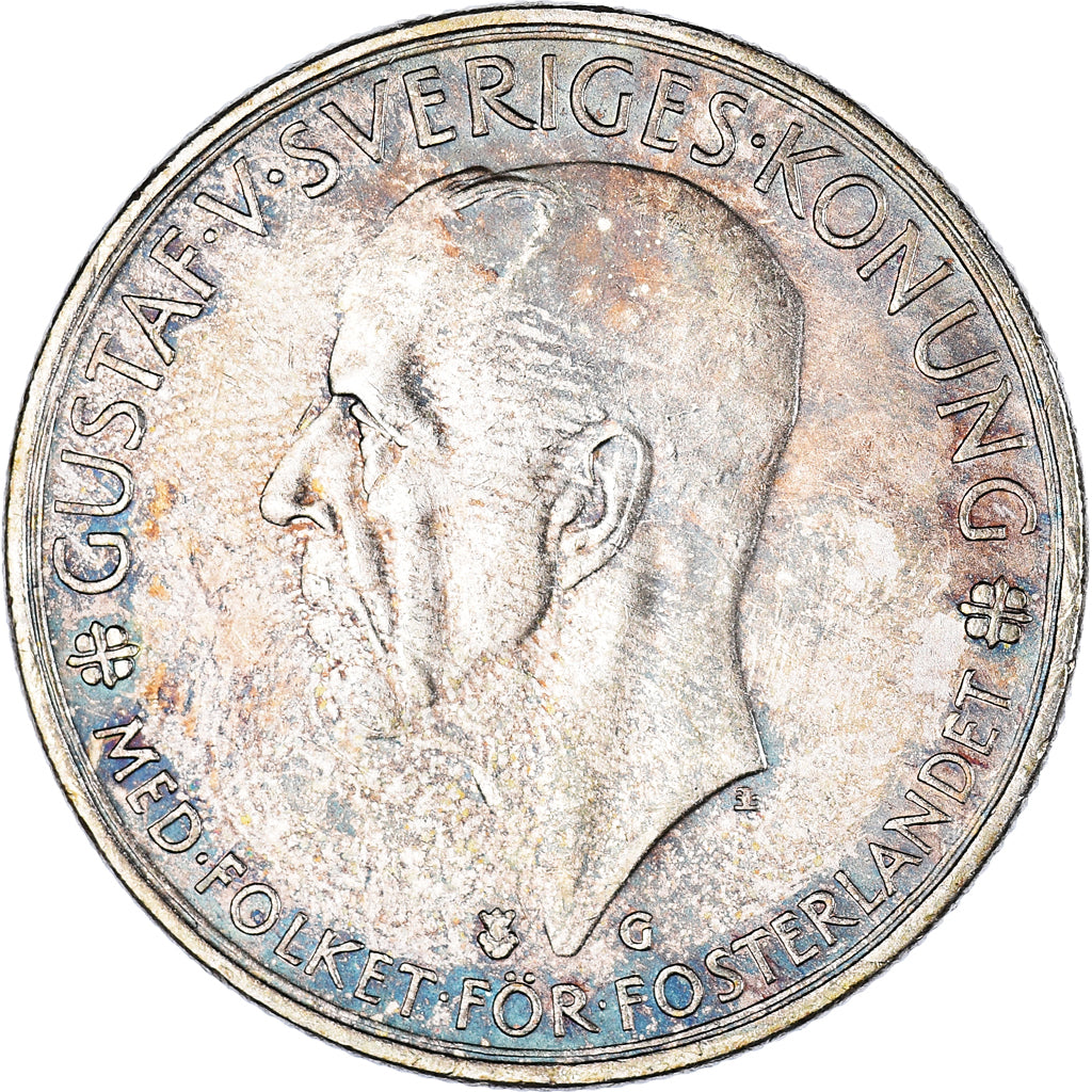 Coin, Sweden, Gustaf V, 5 Kronor, 1935, AU(50-53), Silver, KM:806
