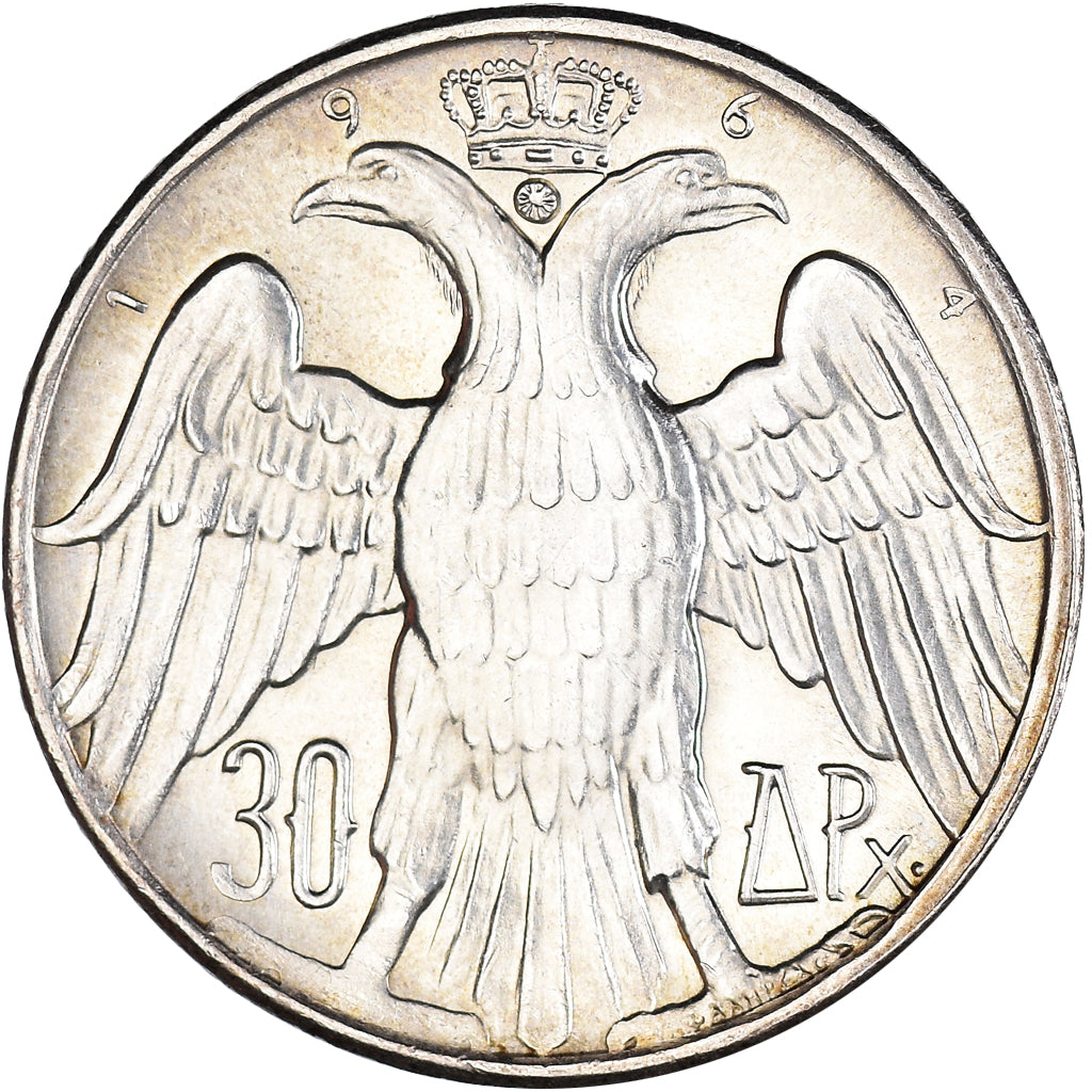 Münze, Griechenland, Constantine II, 30 Drachmai, 1964, Kongsberg, SS+, Silber