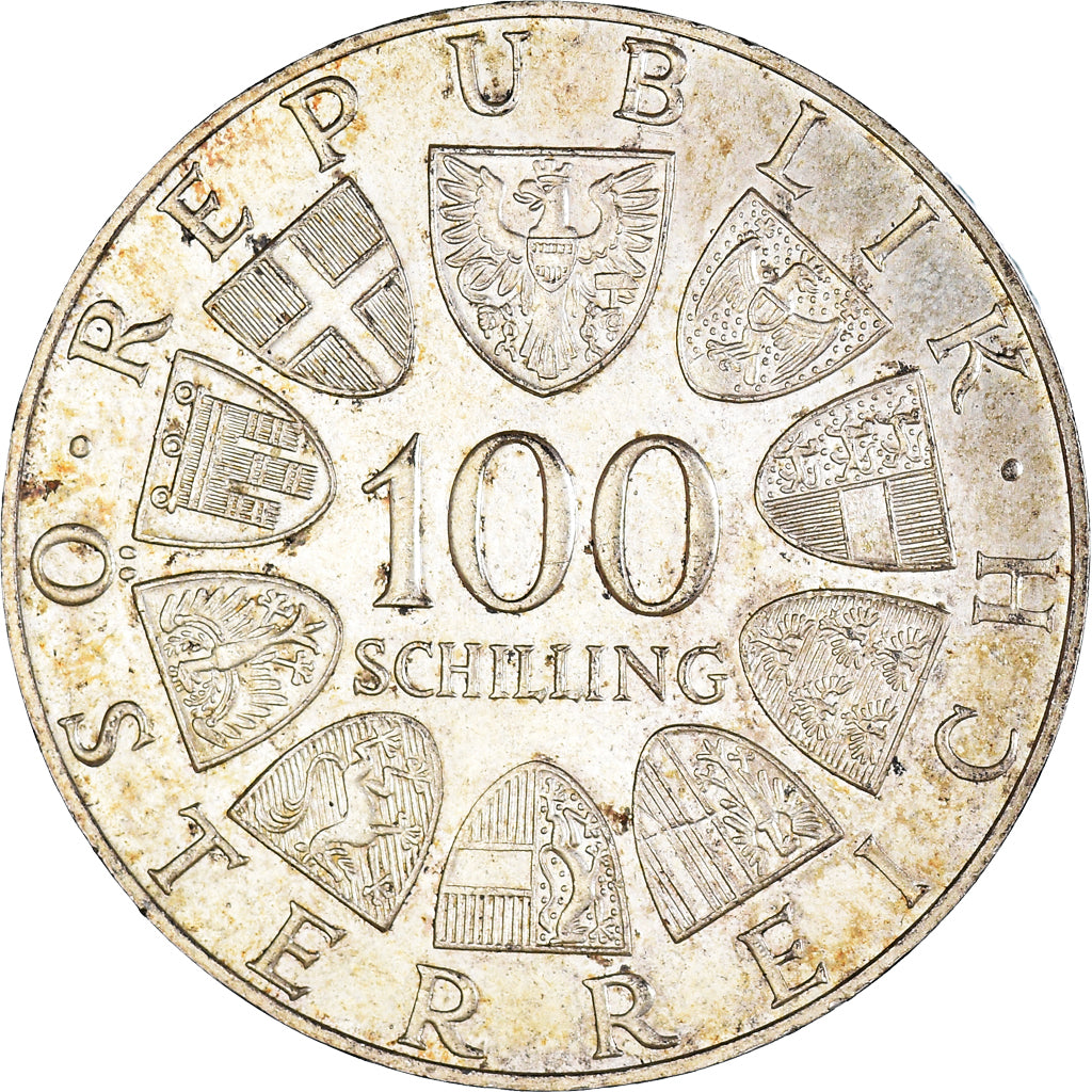 Coin, Austria, Centre International, 100 Schilling, 1979, AU(50-53), Silver