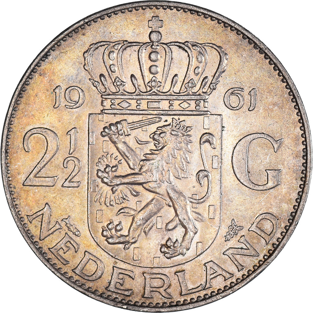 Monnaie, Pays-Bas, Juliana, 2-1/2 Gulden, 1961, TTB+, Argent, KM:185