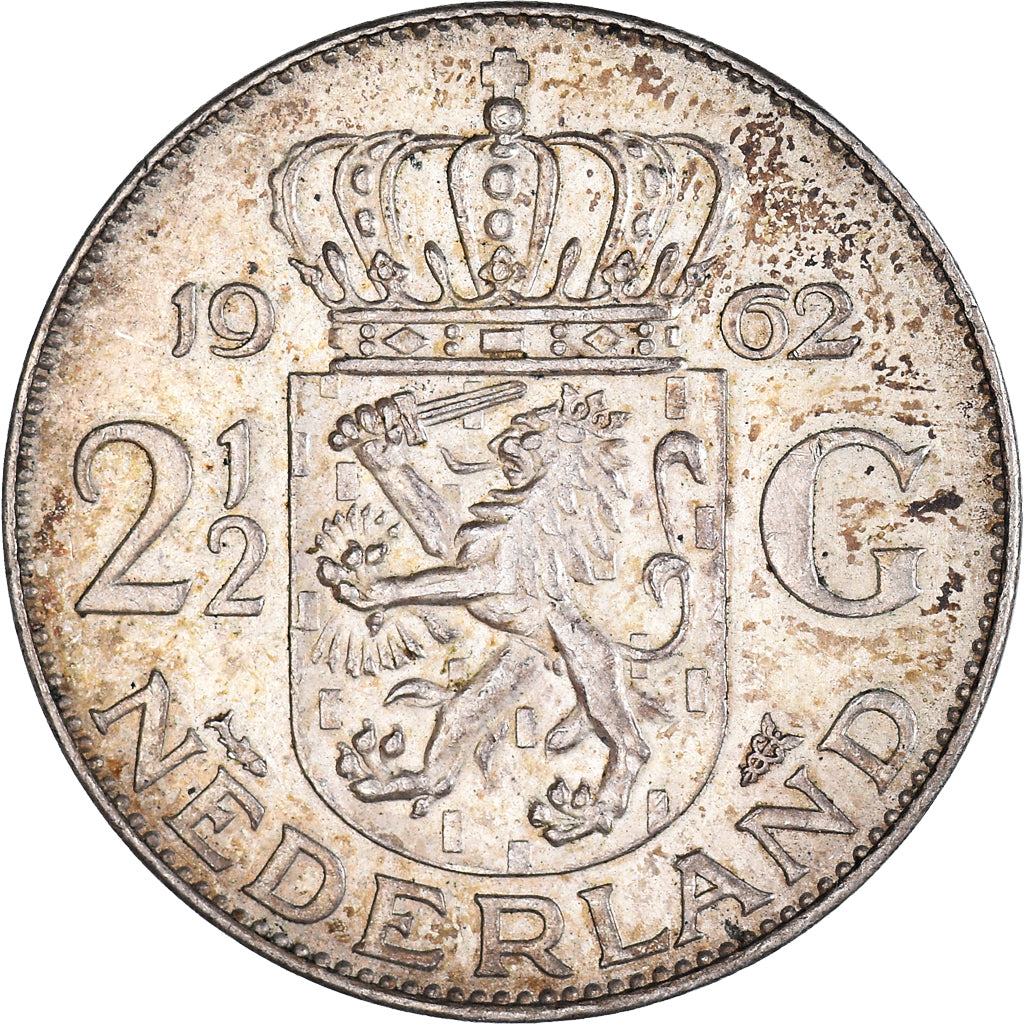 Moneta, Paesi Bassi, Juliana, 2-1/2 Gulden, 1962, BB, Argento, KM:185