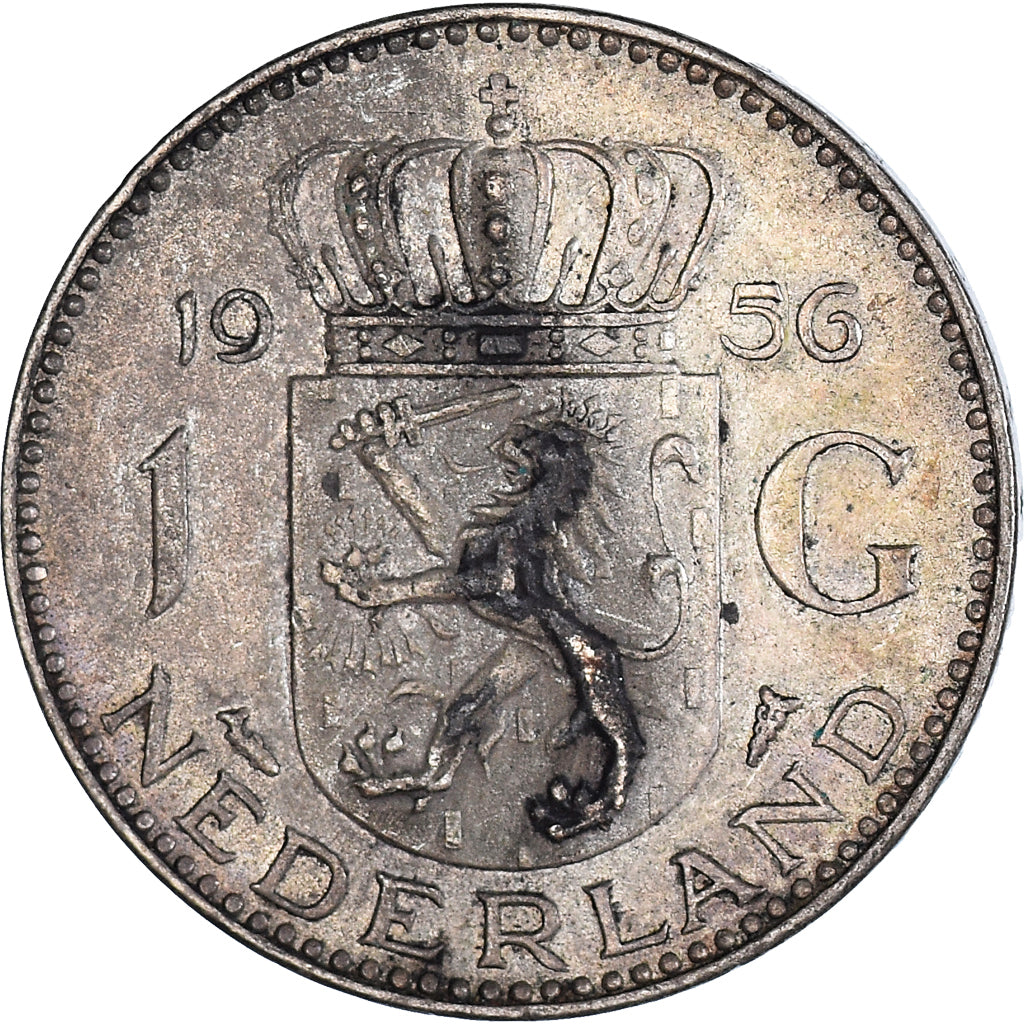 Coin, Netherlands, Juliana, Gulden, 1956, VF(30-35), Silver, KM:184