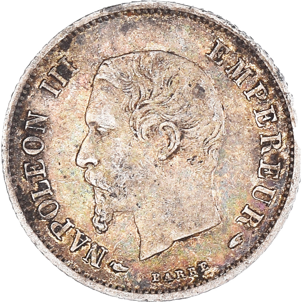 Moneta, Francia, Napoleon III, 20 Centimes, 1855, Paris, MB+, Argento, KM:778.1
