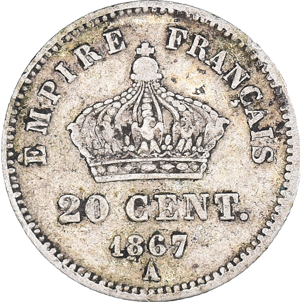 Monnaie, France, Napoleon III, Napoléon III, 20 Centimes, 1867, Paris, TB