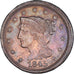 Coin, United States, Braided Hair Cent, Cent, 1845, U.S. Mint, Philadelphia