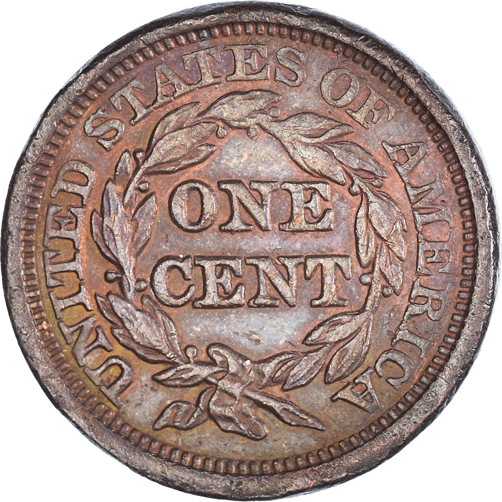 Coin, United States, Braided Hair Cent, Cent, 1845, U.S. Mint, Philadelphia