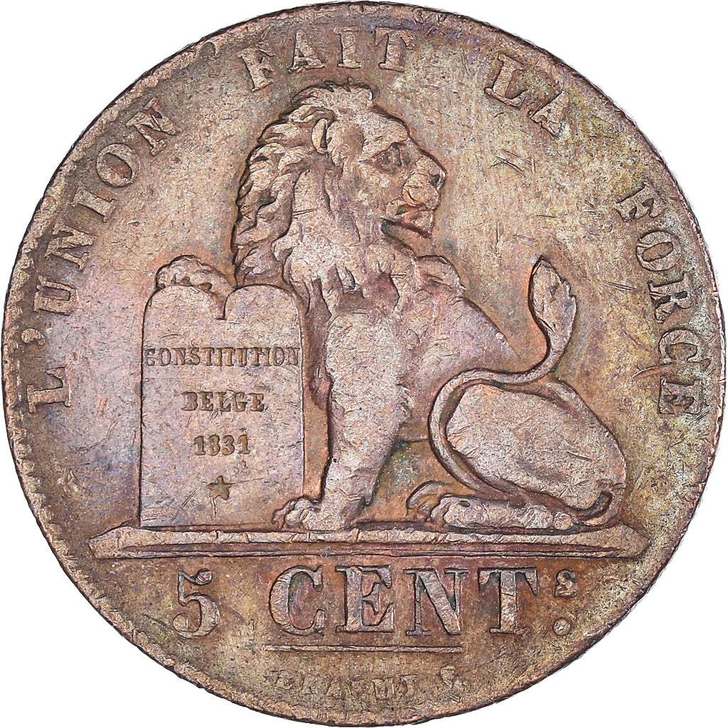 Coin, Belgium, Leopold I, 5 Centimes, 1851, VF(30-35), Copper, KM:5.1