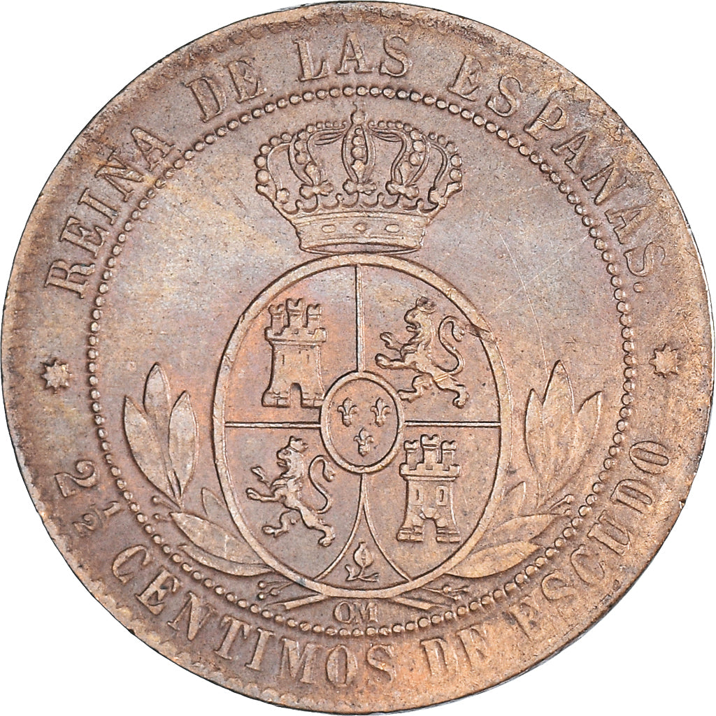 Moneta, Spagna, Isabel II, 2-1/2 Centimos, 1868, BB, Rame, KM:634.1