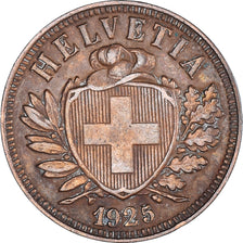 Coin, Switzerland, 2 Rappen, 1925, Bern, AU(50-53), Bronze, KM:4.2