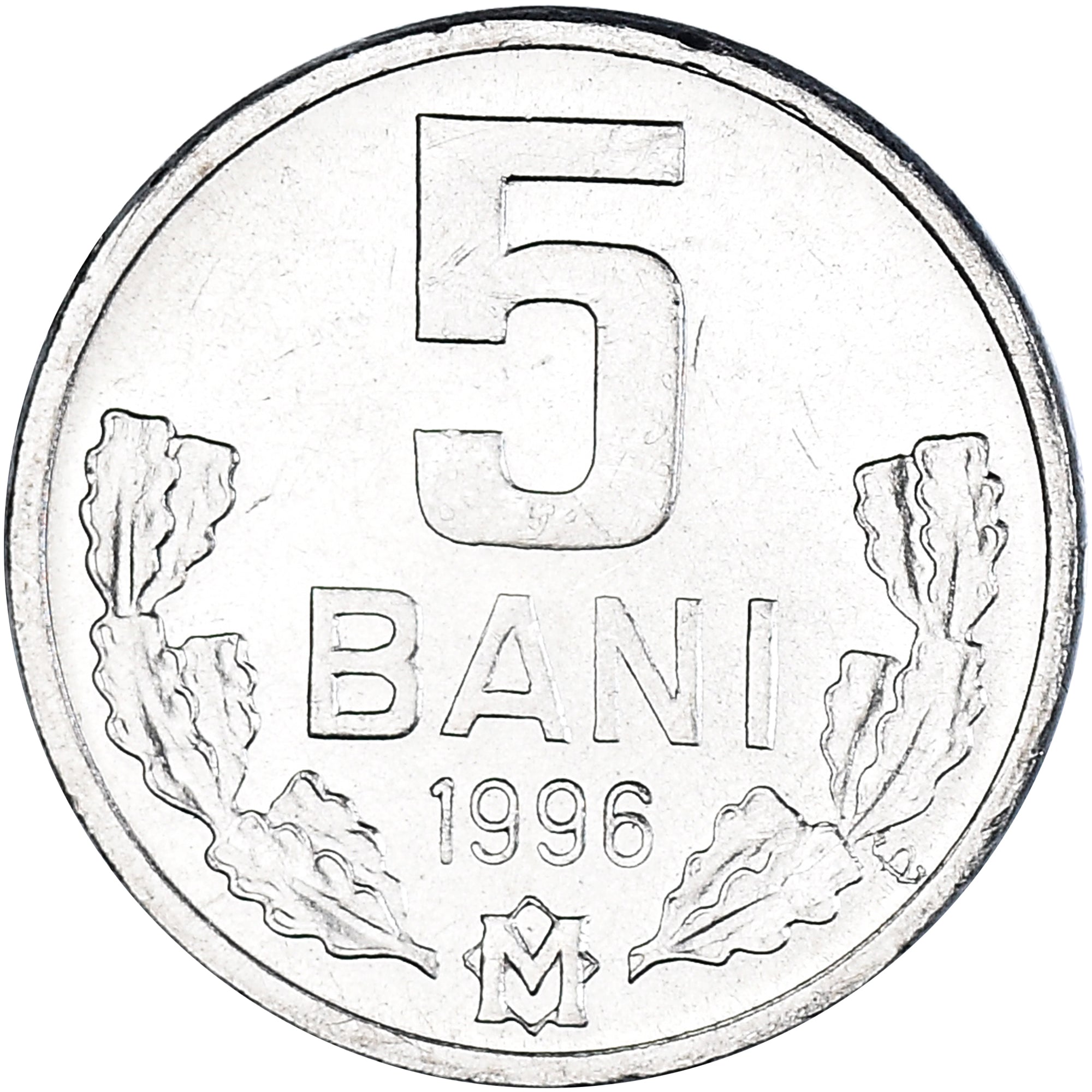 Coin, Moldova, 5 Bani, 1996, MS(60-62), Aluminum, KM:2