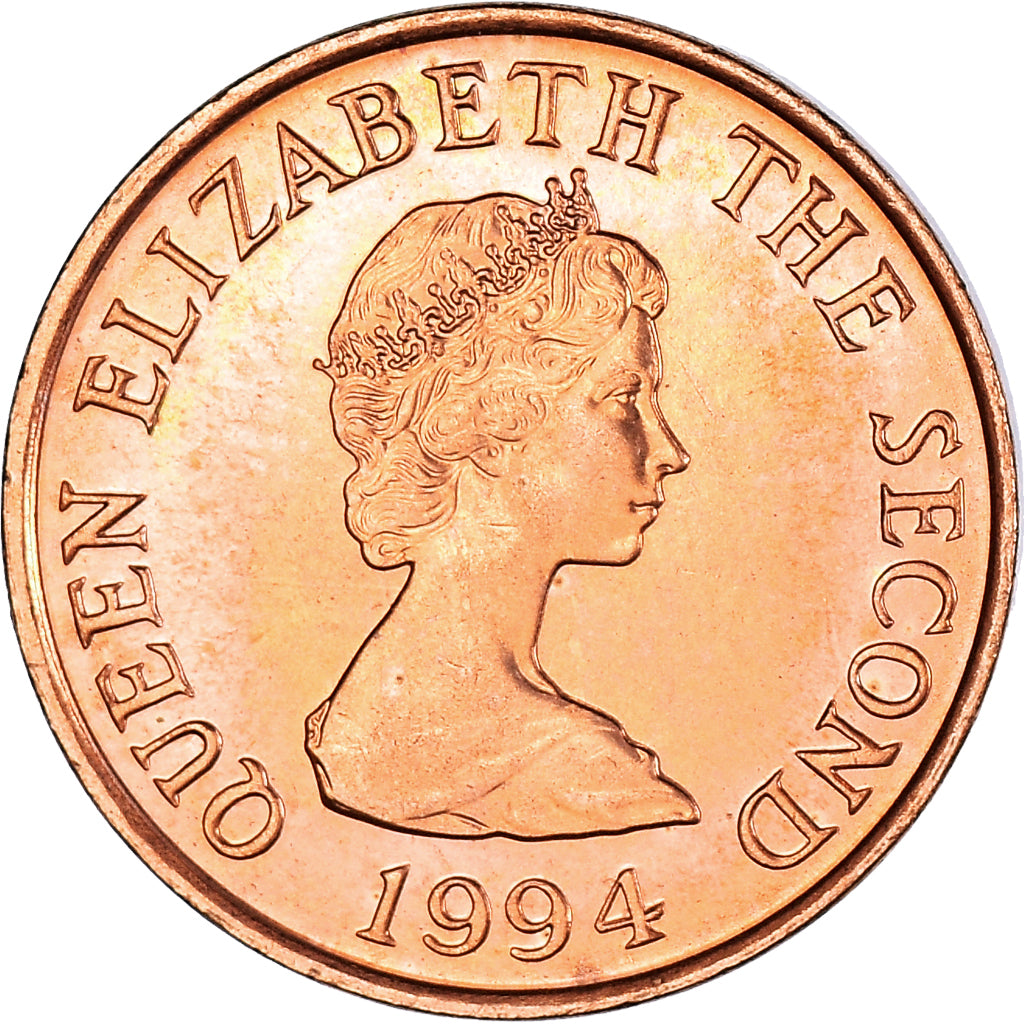 Coin, Jersey, Elizabeth II, Penny, 1994, MS(63), Copper Plated Steel, KM:54b