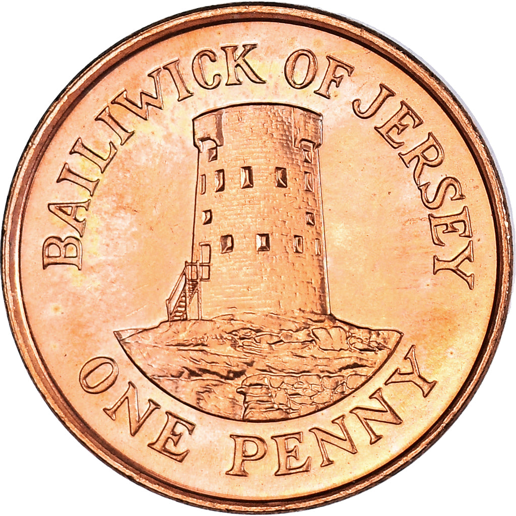 Coin, Jersey, Elizabeth II, Penny, 1994, MS(63), Copper Plated Steel, KM:54b