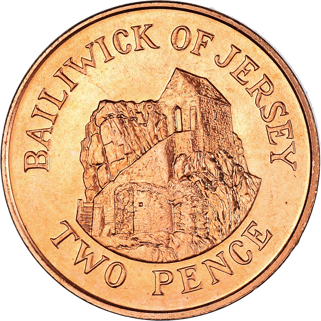 Coin, Jersey, Elizabeth II, 2 Pence, 1992, MS(60-62), Copper Plated Steel