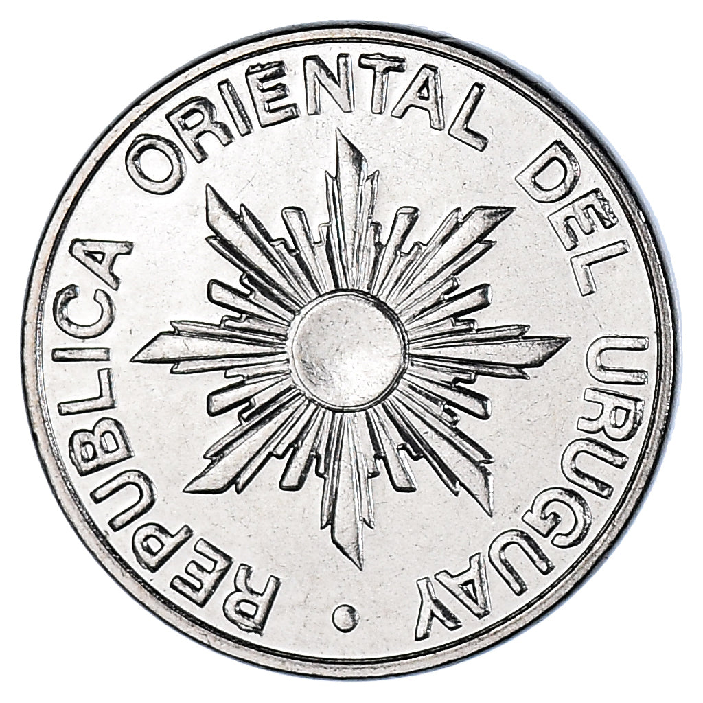 Coin, Uruguay, 5 Nuevos Pesos, 1989, Paris, MS(63), Stainless Steel, KM:92