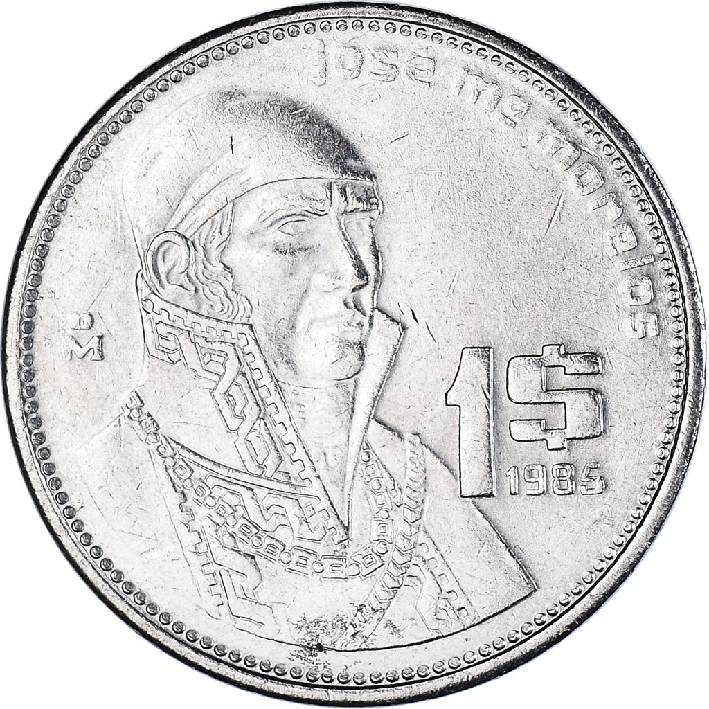 Coin, Mexico, Peso, 1985, Mexico City, MS(60-62), Stainless Steel, KM:496