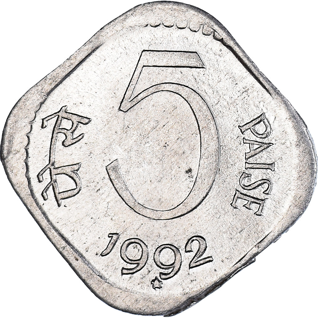 Coin, INDIA-REPUBLIC, 5 Paise, 1992, MS(60-62), Aluminum, KM:23a