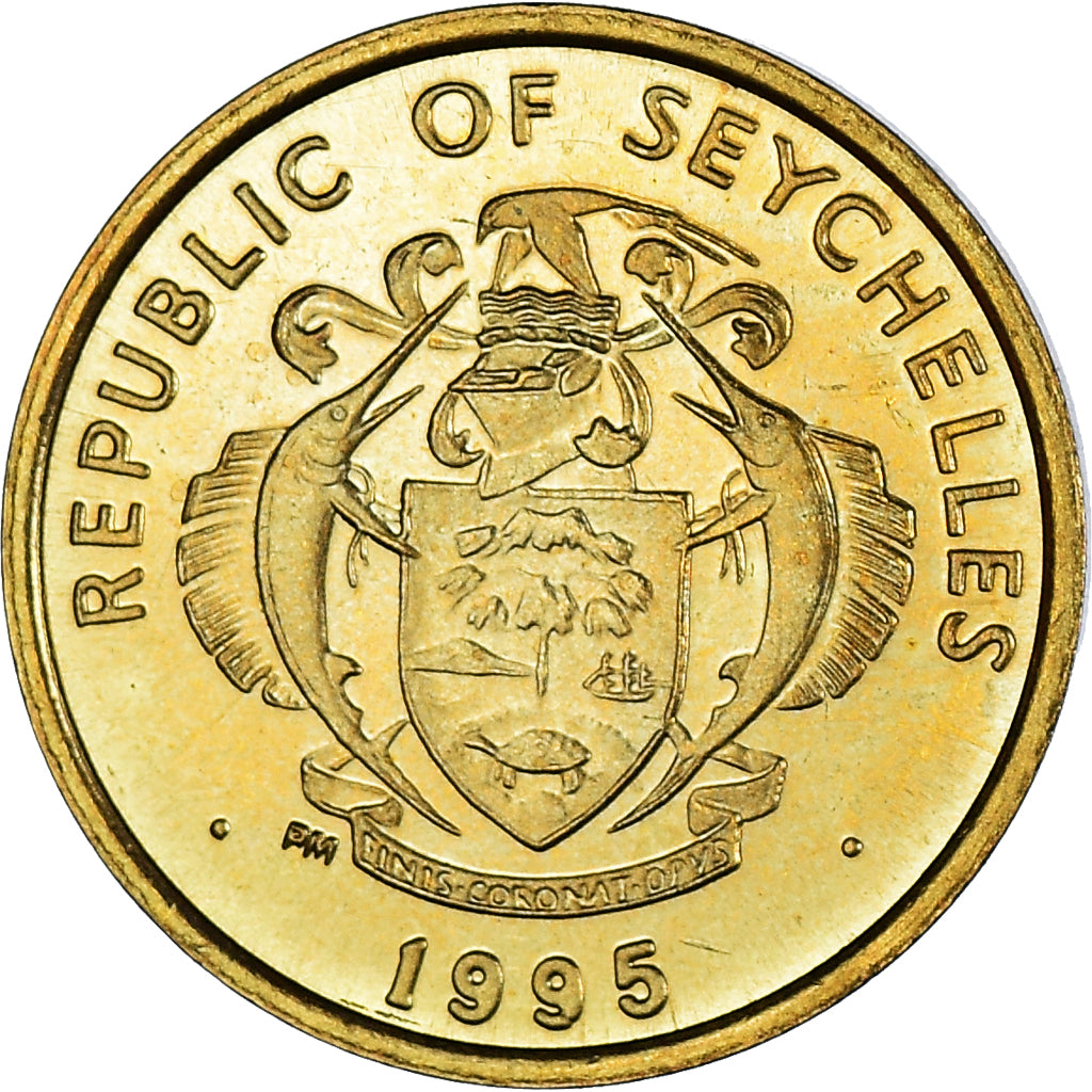 Coin, Seychelles, 5 Cents, 1995, British Royal Mint, MS(60-62), Brass, KM:47.2
