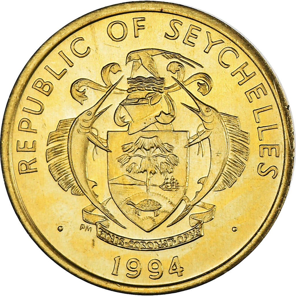 Coin, Seychelles, 10 Cents, 1994, British Royal Mint, MS(60-62), Brass, KM:48.2