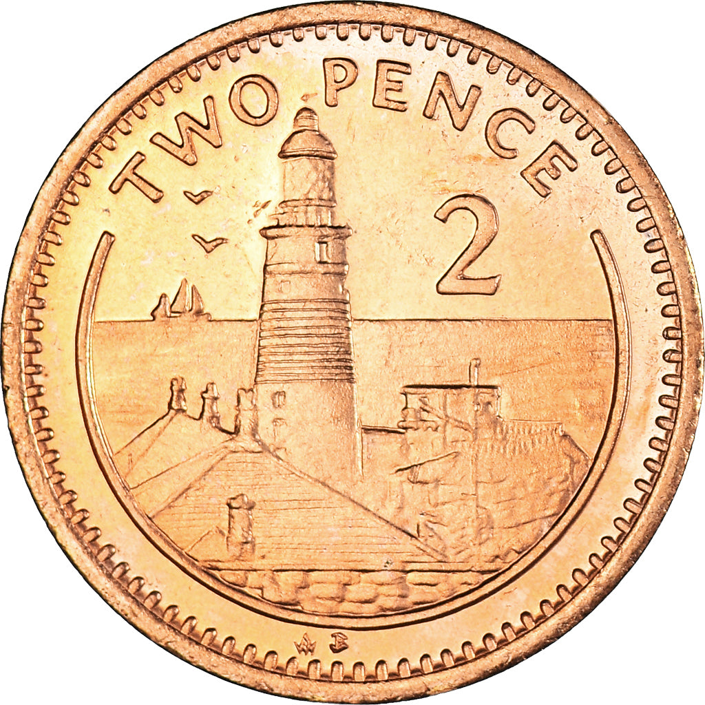 Coin, Gibraltar, Elizabeth II, 2 Pence, 1995, MS(60-62), Copper Plated Steel
